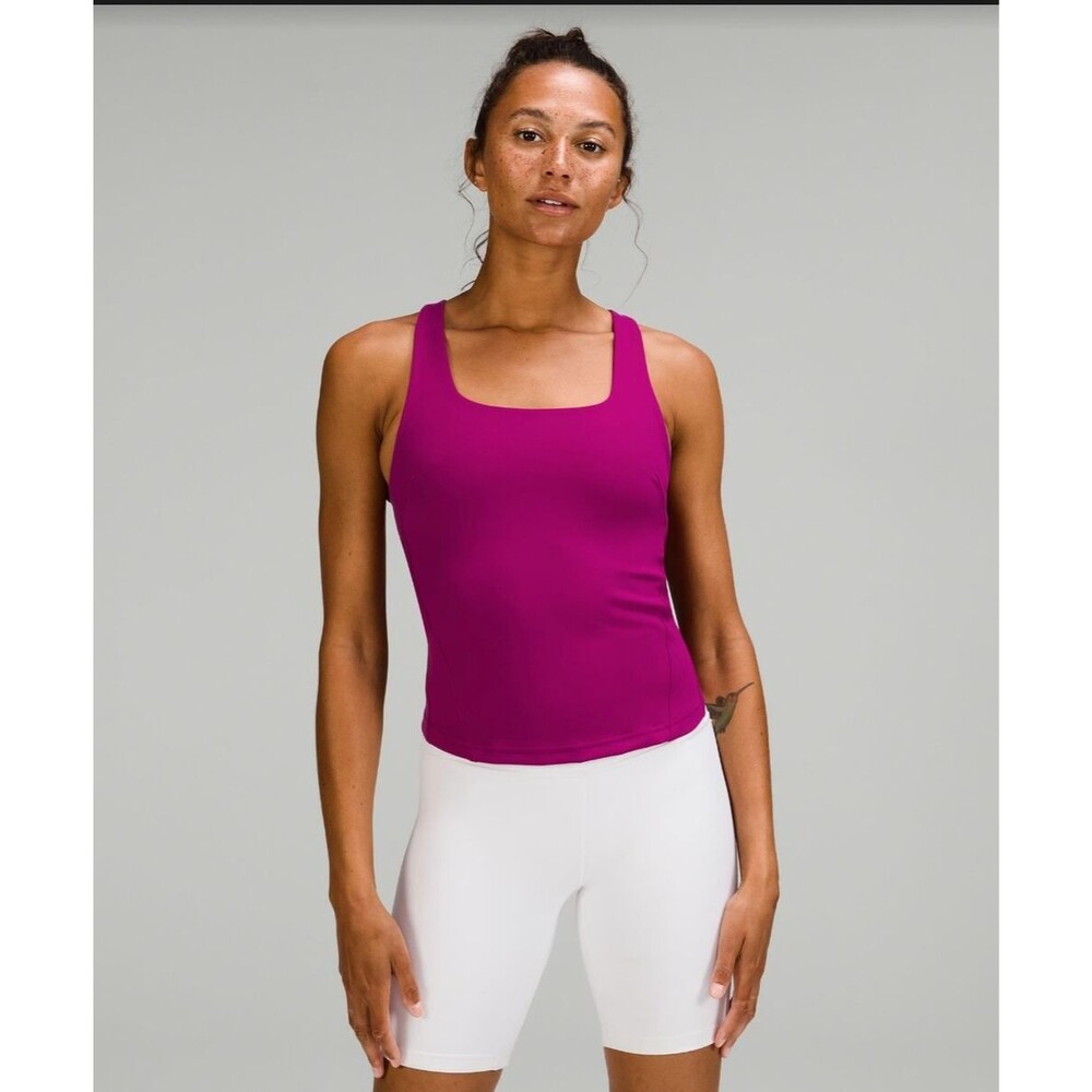 Lululemon InStill Tank Top Magenta Purple Yoga Bra Top W1DC2S Size 8